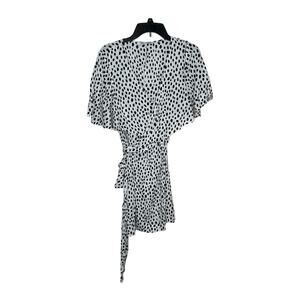 Zara Women's Dress Wrap Tie Polka Dot Animal Print V Neck Black/White Sz. Medium